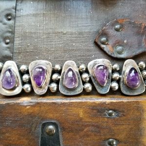 Vintage Silver and Amethyst Bracelet from Mexico